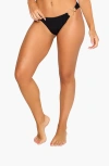 Beach Bunny Swimwear Nadia Full Bottom Swimwear In Black Shiny Wide Rib