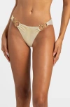 Beach Bunny Swimwear Nadia Skimpy Bottom In Metallic Gold