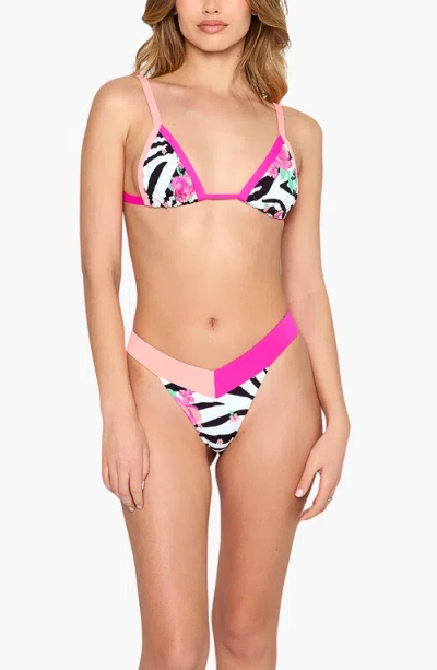 Beach Bunny Swimwear Naomi Micro Tango Brazilian Bottom In Zebra Rose