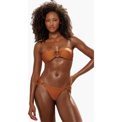 Beach Bunny Swimwear Shell Love Bandeau Top In Brown