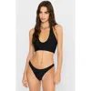 Beach Bunny Swimwear Sydney Tango Bikini Bottom In Black Shiny Ribbed