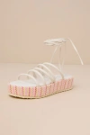 BEACH BY MATISSE ELI IVORY MULTI WOVEN LACE-UP FLATFORM SANDALS