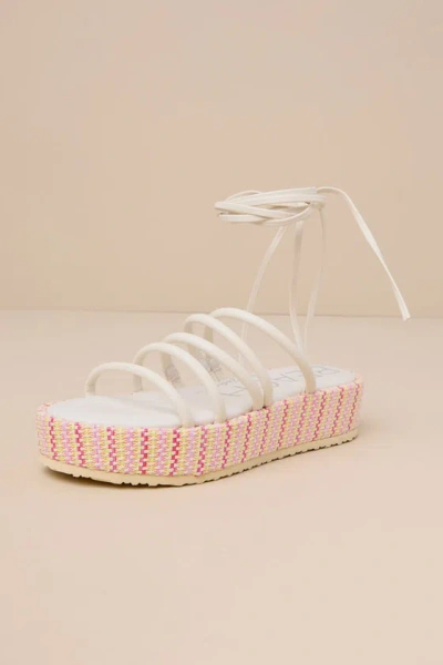 Beach By Matisse Eli Ivory Multi Woven Lace-up Flatform Sandals