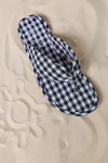 Beach By Matisse Gidget Navy Gingham Flat Thong Sandals In Navy Gingham