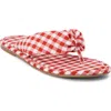 Beach By Matisse Gidget Red Gingham Flat Thong Sandals In Red Gingham