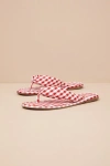 Beach By Matisse Gidget Red Gingham Flat Thong Sandals In Red