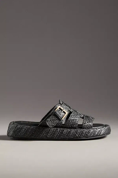Beach By Matisse Raffia Fisherman Slide Sandals In Black