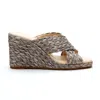 Beach By Matisse Women's Raffia Cross Bondi Wedge Sandal In Gray/beige