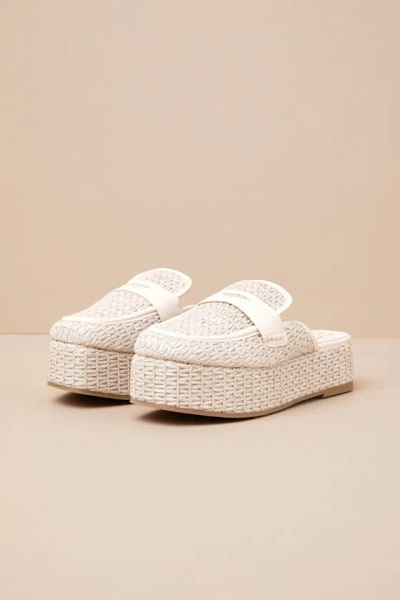 Beach By Matisse Wren Natural Raffia Platform Loafer Mules In Beige