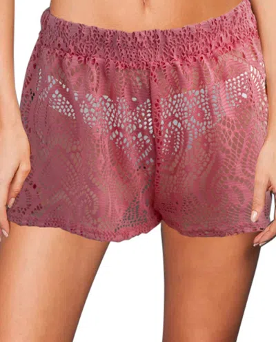 Beach Habitat Heart Crochet Cover Up Short In Coral In Red
