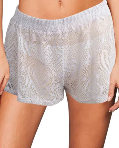 Beach Habitat Heart Crochet Cover Up Short In White In Silver