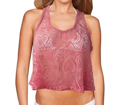 Beach Habitat Heart Crochet Sleeveless Crop Top In Bhh Coral In Pink