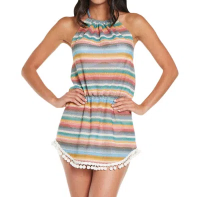 Beach Habitat Pom Pom Halter Dress In Confetti In Multi