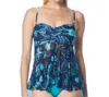 BEACH HOUSE DANA POINT REESE MESH FRONT BANDEAU TANKINI TOP IN NAVY