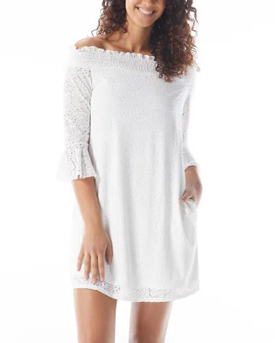 Beach House Lace Smocked Dress In White