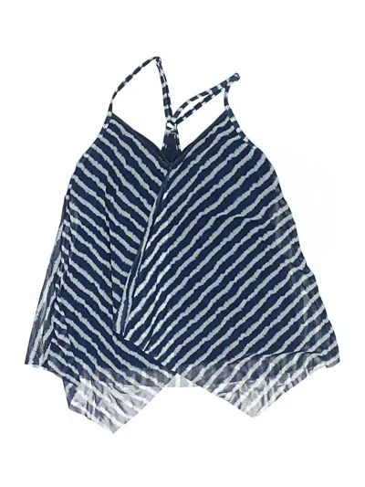 Pre-owned Beach House Swimsuit Top Blue Chevron/herringbone Pattern Swimwear
