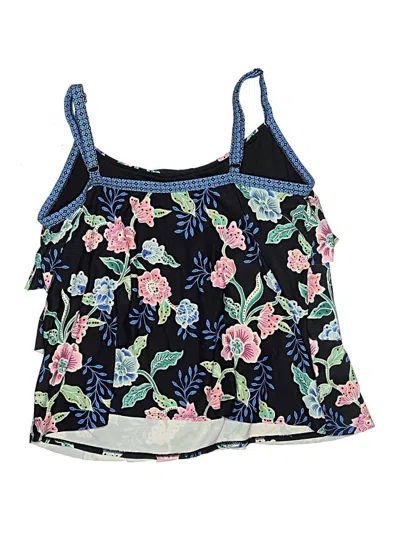 Pre-owned Beach House Swimsuit Top Blue Floral Pattern Swimwear