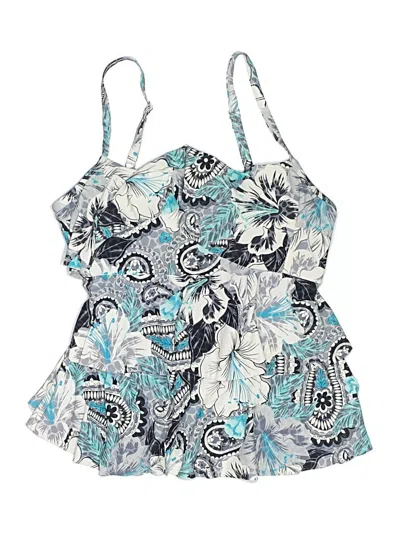 Pre-owned Beach House Swimsuit Top Blue Paisley Pattern Swimwear
