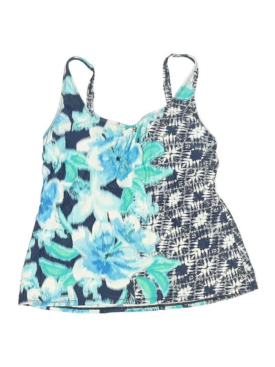 Pre-owned Beach House Swimsuit Top Blue Print Pattern Swimwear