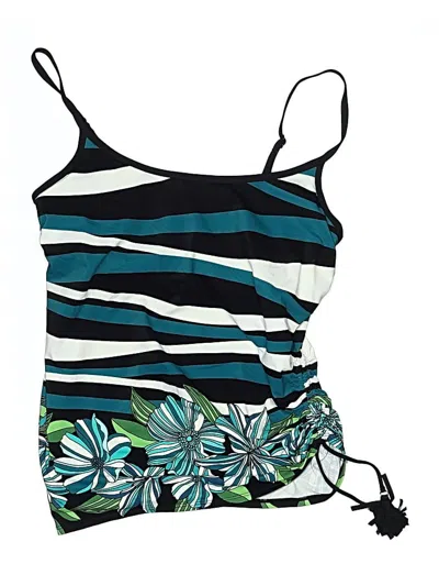 Pre-owned Beach House Swimsuit Top Blue Print Pattern Swimwear