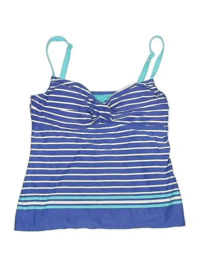 Pre-owned Beach House Swimsuit Top Blue Stripes Pattern Swimwear