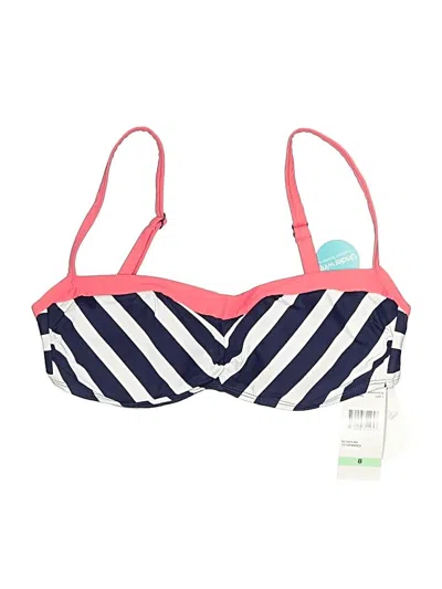 Pre-owned Beach House Swimsuit Top Pink Stripes Pattern Swimwear