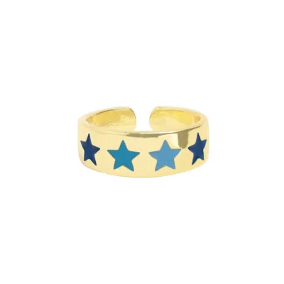 Beach Jewelry Colorful Multi Star Adjustable Ring Blue