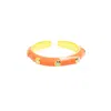 Beach Jewelry Enamel Round Bamboo Joint Stacked Ring Orange #2