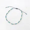Beach Jewelry Spaced Pearl Pull Tie Bracelet Dusty Blue