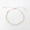 Beach Jewelry Spaced Pearl Pull Tie Bracelet Pink