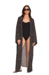 Beach Life By Gottex Issey Swim Cover Up Kimono In Blk/brwn