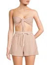 Beach Life By Gottex Women's Resort Striped Bandeau Cover-up Croptop In Beige