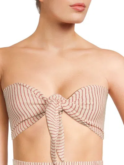 Beach Life By Gottex Women's Resort Striped Bandeau Bikini Top In Multi Red