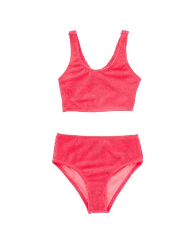 Beach Lingo 2pc Bralette & High-waist Bottom Swim Set In Pink