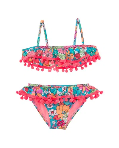 Beach Lingo Kids' 2pc Ruffle Bra & High-waist Bottom Swim Set In Pink