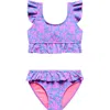 Beach Lingo Flower Power Ruffle Two-piece Swimsuit In Purple