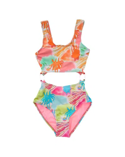 Beach Lingo Kids' Keyhole Cutout Monokini In Multi