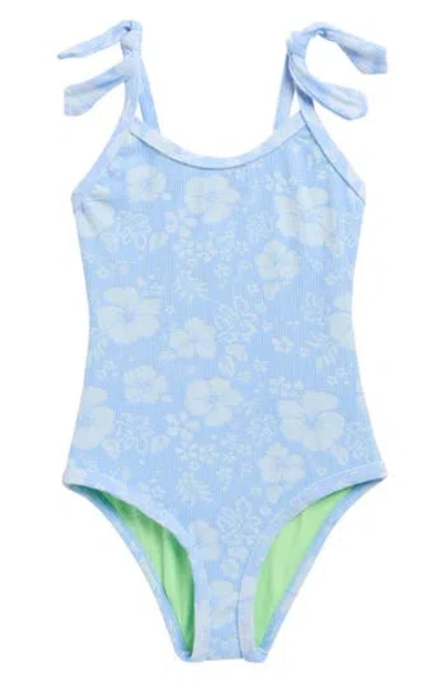 Beach Lingo Kids' Binding One-piece Swimsuit In Blue