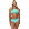 Beach Lingo Kids' Bold Moves Embroidered Two-piece Swimsuit In Aquatic