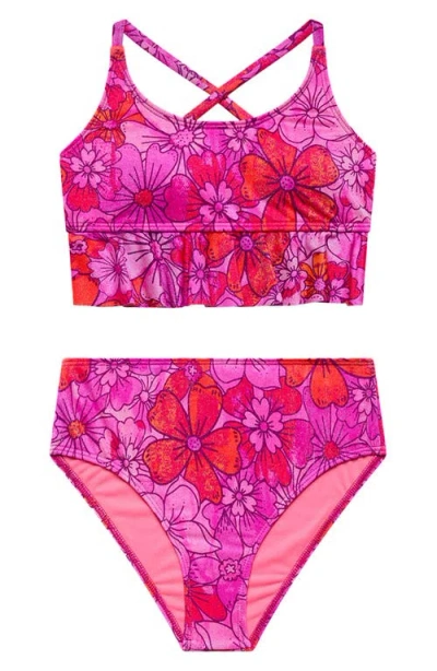 Beach Lingo Kids' Bralette Two-piece Swimsuit In Multi