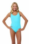 BEACH LINGO BEACH LINGO KIDS' CANDY GIRL BEADED RIB ONE-PIECE SWIMSUIT