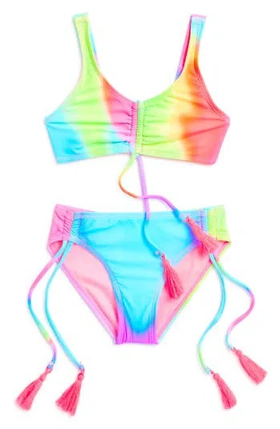 Beach Lingo Kids' Cinched Two-piece Bikini In Aqua