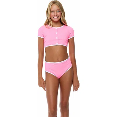 Beach Lingo Kids' Coco Rib Two-piece Swimsuit In Watermelon