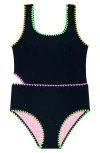 Beach Lingo Kids' Color Coded Whipstitch Two-piece Swimsuit In Brown