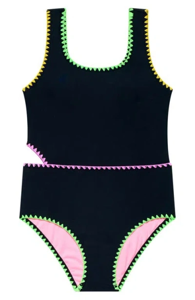 Beach Lingo Kids' Color Coded Whipstitch Two-piece Swimsuit In Brown