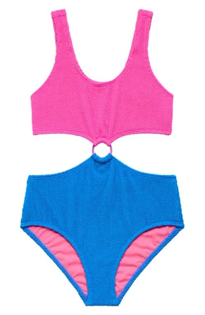 Beach Lingo Kids' Colorblock Cutout One-piece Swimsuit In Multi