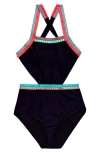 BEACH LINGO BEACH LINGO KIDS' CUTOUT EMBROIDERED ONE-PIECE SWIMSUIT