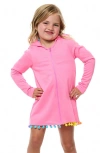Shop Beach Lingo Kids' Hooded Long Sleeve Cover-up Tunic In Watermelon