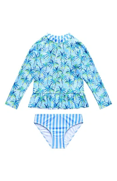 Beach Lingo Kids' Long Sleeve Two-piece Rashguard Swimsuit In Blue