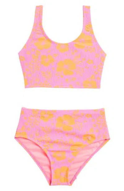 Beach Lingo Kids' Luna Floral Two-piece Swimsuit In Pink